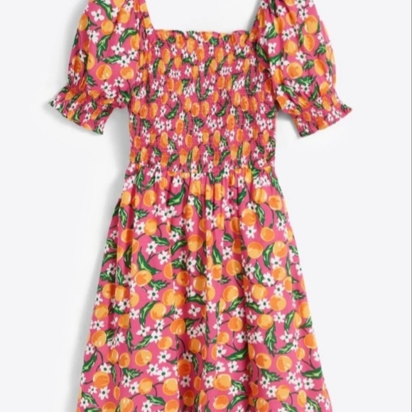 NWT Draper James Cam Smocked Dress in Orange Blossom - Picture 3 of 13